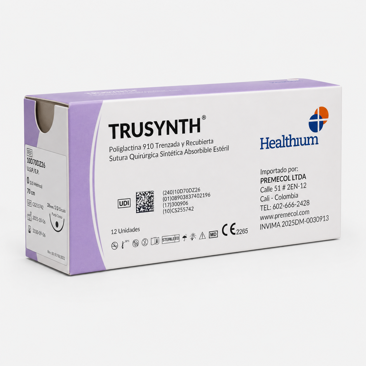 TRUSYNTH VIOLET USP 5-0 70CM 1/2 CIRCLE TAPER POINT 17MM Imagen principal del producto