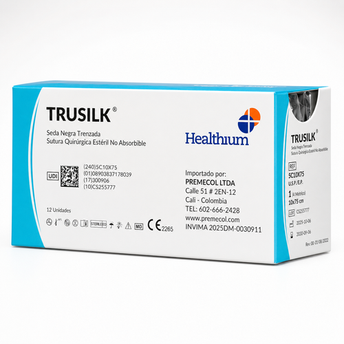 TRUSILK BLACK 2-0 75CM 1/2 CIRCLE TAPER POINT 26MM
