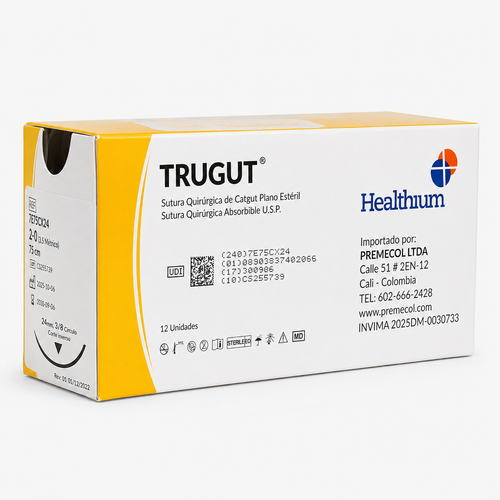 TRUGUT CHROMIC 2 75 CMS 1/2 CIRCKE TAPER POINT HEAVY 36MM